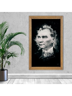 Lioncraft Ulu Önder Mustafa Kemal Atatürk Portresi, Çerçeveli Cam Tablo 50X70 cm