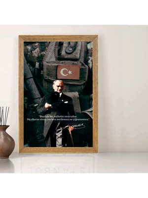 Lioncraft Mustafa Kemal Atatürk Portresi Tablo, Wallpaper, Duvar Tablosu, Çerçeveli Cam Tablo 50X70CM