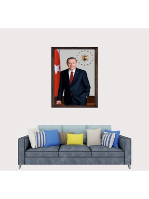 Lioncraft Cumhurbaşkanımız Recep Tayyip Erdoğan, Çerçeveli Cam Duvar Tablosu 50X70 cm Sp3