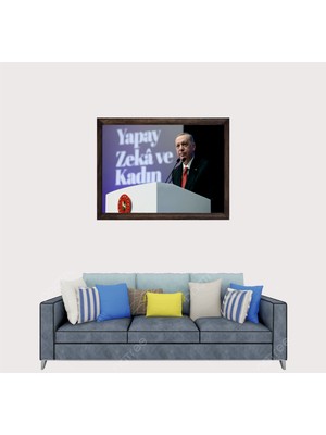 Lioncraft Cumhurbaşkanımız Recep Tayyip Erdoğan, Çerçeveli Cam Duvar Tablosu 50X70 cm Sp8