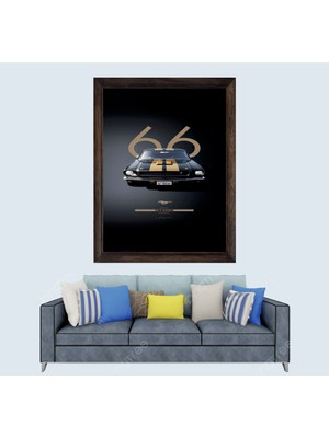 Lioncraft Lüks Arabalar Ford Mustang 350 Gt Çerçeveli Duvar Tablosu 40X60 cm