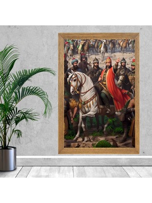 Lioncraft Fatih Sultan Mehmet  Tablo, Çerçeveli Cam Tablo 50X70 cm