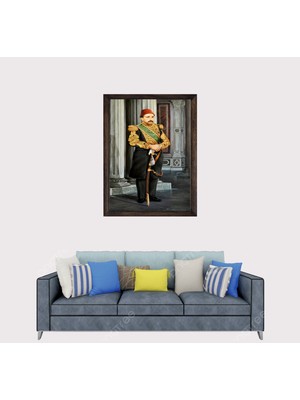 Lioncraft Osmanlı Abdülhamit Han D2  Çerçeveli Duvar Tablosu 50X70 cm