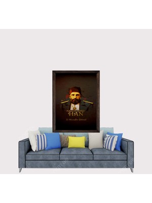 Lioncraft Osmanlı Imparatorluğu Abdülhamit Han 3 Çerçeveli Duvar Tablosu 50X70 cm