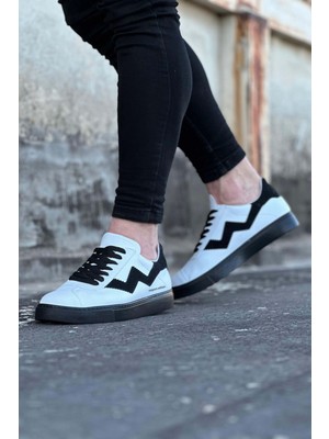 Zapatos WG160 Erkek Günlük Bağcıklı Cilt Süet Spor Sneaker Ayakkabı Csst - Beyaz/siyah