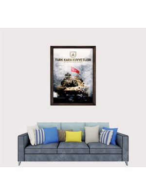 Lioncraft Türkçü, Türk Kara Kuvvetleri, Tank, Türk Askeri Çerçeveli Cam Duvar Tablosu 50X70 cm