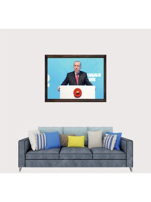 Lioncraft Cumhurbaşkanımız Recep Tayyip Erdoğan, Çerçeveli Cam Duvar Tablosu 50X70 cm Sp9