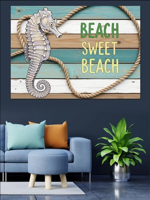 Karizma Tablo Denizatı Plaj Tatlı Huzur Dekoratif Kanvas - Mdf Ahşap Tablo