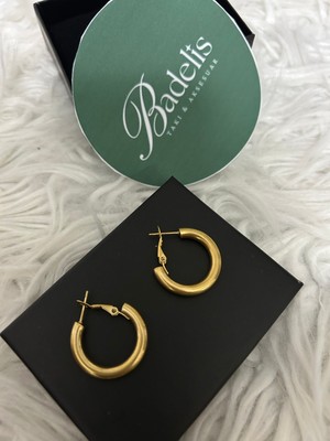 Stainless Steel Badelis Çelik Gold Halka Küpe