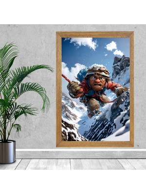 Lioncraft Dağcı Figürlü Tablo, Wallpaper, Duvar Tablosu, Çerçeveli Cam Tablo 50X70CM