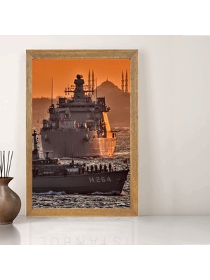 Lioncraft Türk Savaş Gemisi Tablo, Wallpaper, Duvar Tablosu, Çerçeveli Cam Tablo 50X70CM