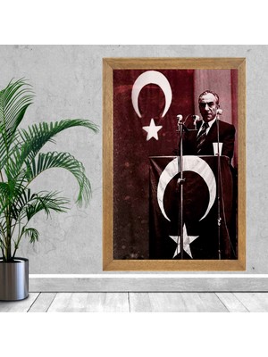 Lioncraft Başbuğ Alparslan Türkeş Tablo, Çerçeveli Cam Tablo 40X60 cm