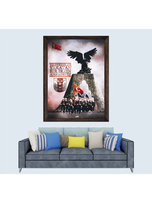 Lioncraft Türkçü, Tsk, Türk Silahlı Kuvvetleri Çerçeveli Cam Duvar Tablosu 40X60 cm