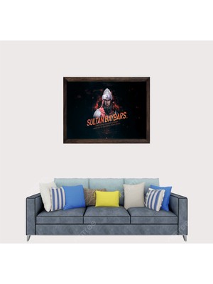 Lioncraft Türkçü, Türk Hakanı Sultan Baybars Han  Çerçeveli Cam Duvar Tablosu 40X60 cm