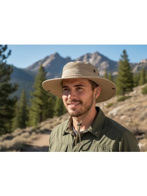 Reva Erkek Outdoor Safari Şapka – Geniş Siperlikli, Fileli, Ayarlanabilir Ipli