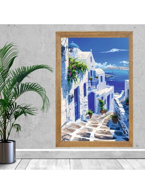 Lioncraft Yunanistan Şehir Tablo, Wallpaper, Duvar Tablosu, Çerçeveli Cam Tablo 40X60CM