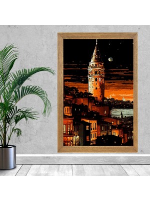Lioncraft Istanbul Galata Kulesi Tablo, Wallpaper, Duvar Tablosu, Çerçeveli Cam Tablo 40X60CM