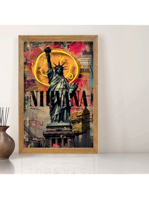 Lioncraft Amerika Özgürlük Heykeli Tablo, Wallpaper, Duvar Tablosu, Çerçeveli Cam Tablo 40X60CM