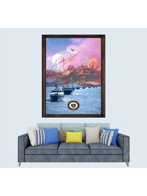 Lioncraft Türkçü, Türk Donanması, Mavi Vatan, Çerçeveli Cam Duvar Tablosu 40X60 cm Sp3