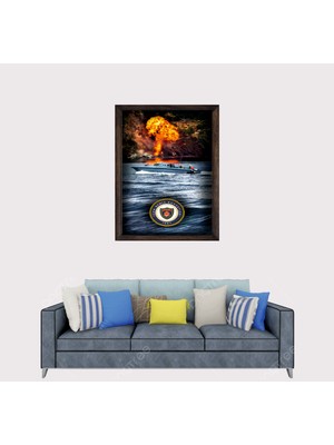 Lioncraft Türkçü, Türk Donanması, Gemileri Çerçeveli Cam Duvar Tablosu 50X70 cm Sp3