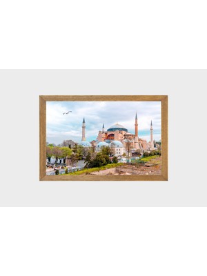 Lioncraft Istanbul Ayasofya Camisi Manzaralı Tablo, Çerçeveli Cam Tablo 50X70 cm