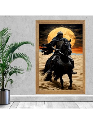 Lioncraft Kuru Kafa Şövalye Tablo, Çerçeveli Cam Tablo 50X70 cm