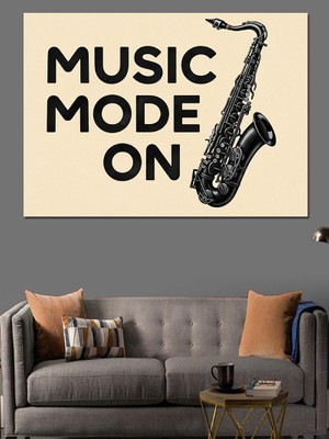 Karizma Tablo "music Mode On" Saksafon Dekoratif Kanvas - Mdf Ahşap Tablo