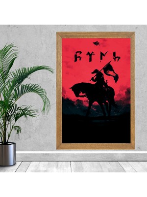 Lioncraft Türk Bayrağı, Türkçü, Bozkurt Tablo, Çerçeveli Cam Tablo 50X70 cm