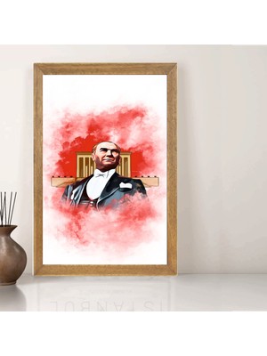 Lioncraft Mustafa Kemal Atatürk Portresi Tablo, Wallpaper, Duvar Tablosu, Çerçeveli Cam Tablo 50X70CM