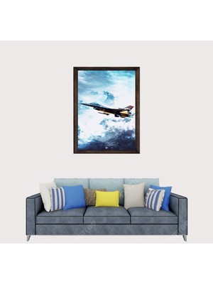 Lioncraft Türkçü, Türk Filo F16 Çerçeveli Cam Duvar Tablosu 50X70 cm