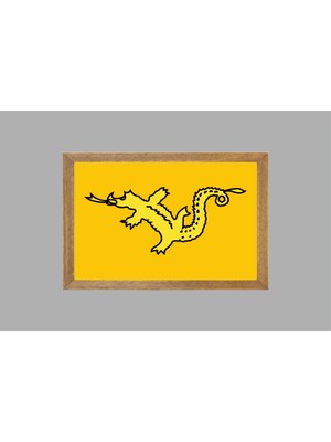 Lioncraft Büyük Hun Imparatorluğu Devleti Bayrağı  Tablo, Çerçeveli Cam Tablo 40X60 cm