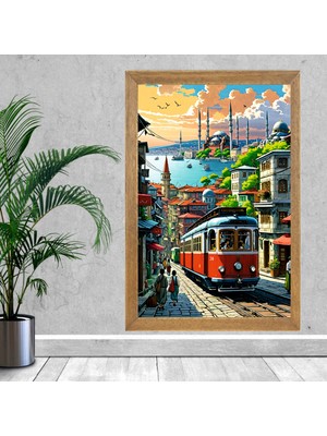 Lioncraft Istanbul, Cami, Deniz, Tramvay Tablo, Wallpaper, Dini, Duvar Tablosu, Çerçeveli Cam Tablo 40X60CM