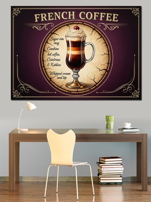 Karizma Tablo Fransız Kahvesi Koyu Kırmızı Dekoratif Kanvas - Mdf Ahşap Tablo