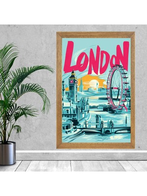 Lioncraft Londra Şehri Tablo, Wallpaper, Duvar Tablosu, Çerçeveli Cam Tablo 40X60CM