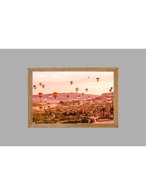 Lioncraft Nevşehir Kapadokya Manzaralı Tablo, Çerçeveli Cam Tablo 40X60 cm