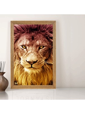 Lioncraft Aslan Tablo, Çerçeveli Cam Tablo 50X70 cm