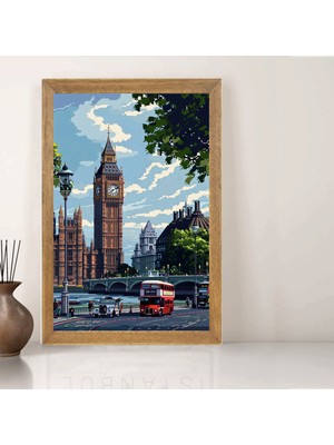 Lioncraft Ingiltere Londra Tablo, Wallpaper, Duvar Tablosu, Çerçeveli Cam Tablo 40X60CM