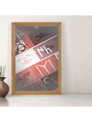 Lioncraft Türk Bayrağı Tablo, Çerçeveli Cam Tablo 50X70 cm