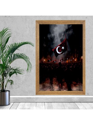 Lioncraft Türkçü Türk Bayrağı Tablo, Wallpaper, Duvar Tablosu, Çerçeveli Cam Tablo 50X70CM
