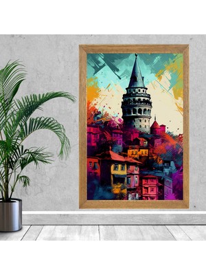 Lioncraft Istanbul Galata Kulesi Tablo, Wallpaper, Duvar Tablosu, Çerçeveli Cam Tablo 40X60CM