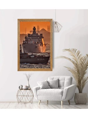 Lioncraft Türk Savaş Gemisi Tablo, Wallpaper, Duvar Tablosu, Çerçeveli Cam Tablo 40X60CM