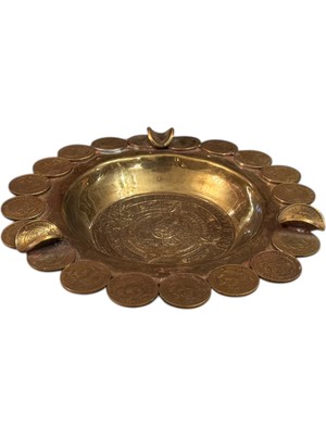 TT Meksika Paralarından Yapılmış 15 cm Çapında Pirinç Küllük Kül Tablası