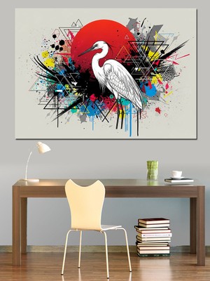 Karizma Tablo Turna Kuşu Güneş Silüeti Dekoratif Kanvas - Mdf Ahşap Tablo