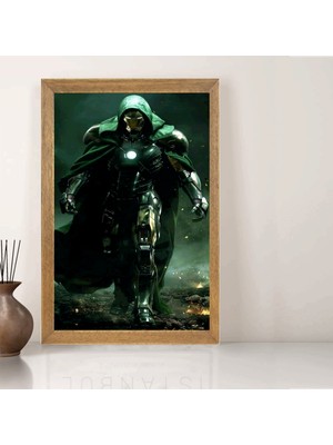 Lioncraft Marvel Dr Doom, Iron Man Tablo, Wallpaper, Duvar Tablosu, Çerçeveli Cam Tablo 40X60CM
