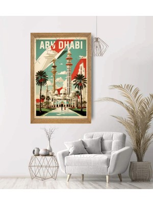 Lioncraft Birleşik Arap Emirlikleri Abu Dhabi Şehri Tablo, Wallpaper, Duvar Tablosu, Çerçeveli Cam Tablo 40X60CM