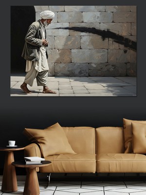 Karizma Tablo Yaşlı Adam Kışlık Mont Dekoratif Kanvas - Mdf Ahşap Tablo