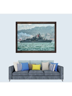 Lioncraft Türkçü, Türk Deniz Kuvvetleri, F244, Mavi Vatan Çerçeveli Cam Duvar Tablosu 40X60 cm Sp8