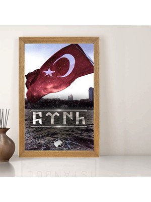 Lioncraft Türk Bayrarağı Tablo, Çerçeveli Cam Tablo 40X60 cm