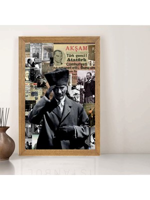 Lioncraft Mustafa Kemal Atatürk Tablo, Çerçeveli Cam Tablo 40X60 cm