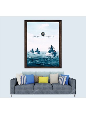 Lioncraft Türkçü, Türk Deniz Kuvvetleri, Mavi Vatan, Çerçeveli Cam Duvar Tablosu 40X60 cm